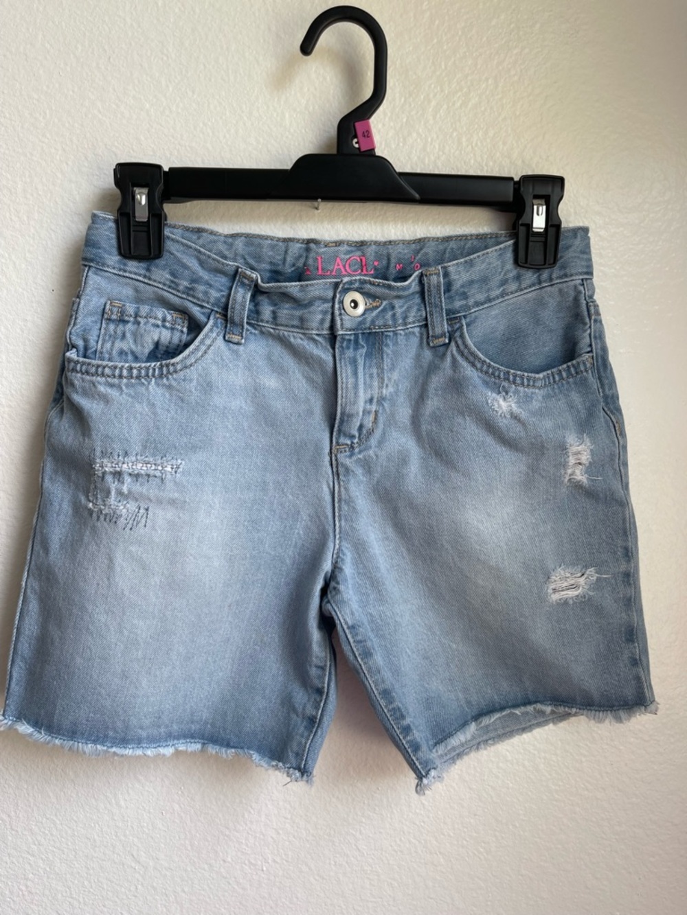 The Children's Place Light Blue Distressed Denim Shorts Size 10‎